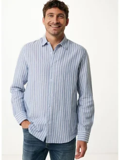 Blouse "Aiden" blauw/wit