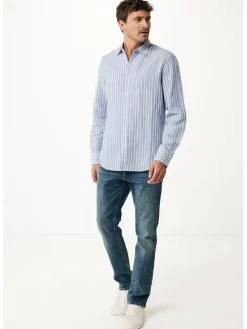 Blouse "Aiden" blauw/wit