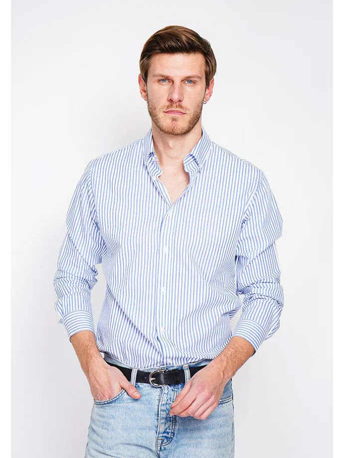 Blouse blauw/wit