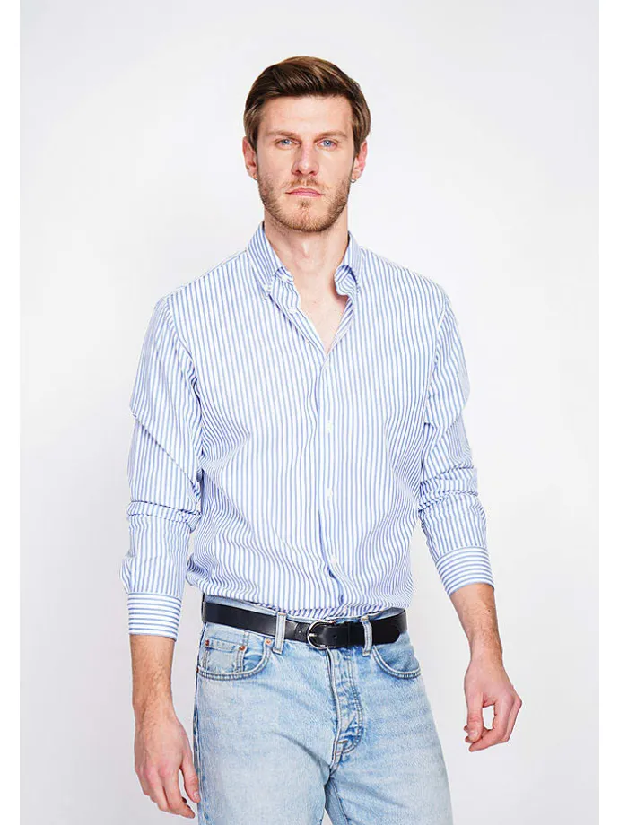 Blouse blauw/wit