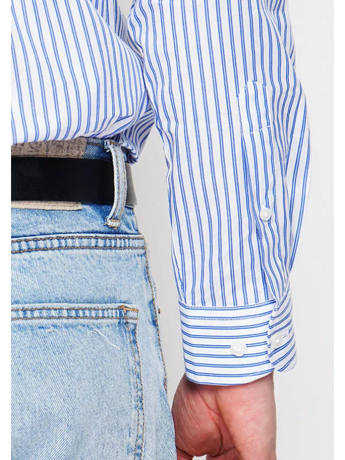 Blouse blauw/wit