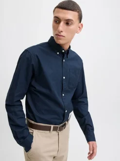 Blouse "Classic" - slim fit - donkerblauw