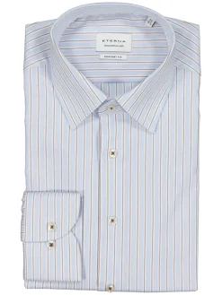 Blouse - comfort fit - lichtblauw/wit