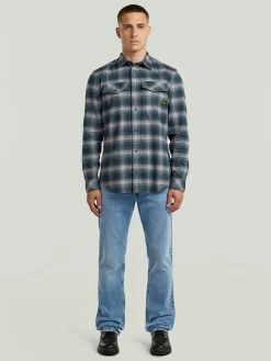 Blouse donkerblauw/grijs