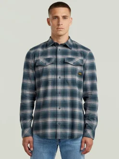 Blouse donkerblauw/grijs