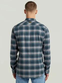 Blouse donkerblauw/grijs