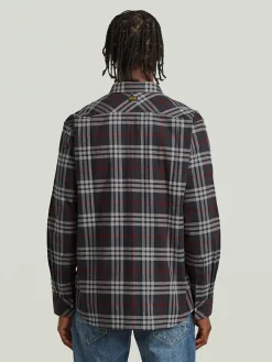 Blouse donkerblauw/grijs