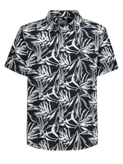 Blouse donkerblauw/wit