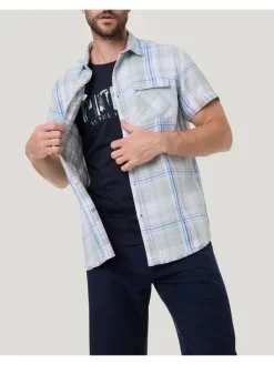 Blouse groen/lichtblauw