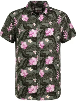 Blouse kaki/zwart/lichtroze