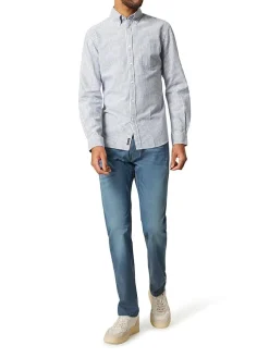 Blouse lichtblauw/wit