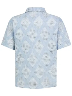 Blouse lichtblauw/wit