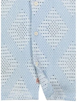 Blouse lichtblauw/wit