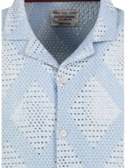 Blouse lichtblauw/wit