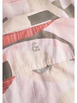 Blouse lichtroze/olijfgroen