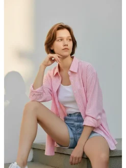 Blouse lichtroze/wit