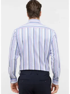 Blouse - modern fit - blauw/grijs/wit