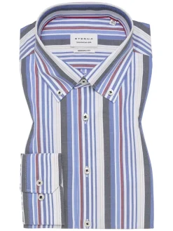 Blouse - modern fit - blauw/grijs/wit