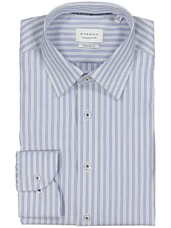 Blouse - modern fit - blauw/wit