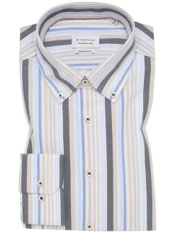 Blouse - modern fit - lichtblauw/grijs/wit