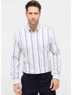 Blouse - modern fit - lichtblauw/grijs/wit