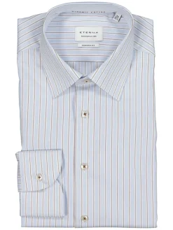 Blouse - modern fit - lichtblauw/wit