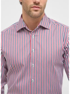 Blouse - modern fit - rood/donkerblauw/wit