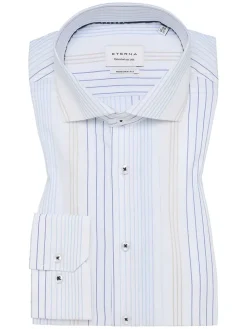 Blouse - modern fit - wit/blauw