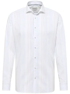 Blouse - modern fit - wit/blauw