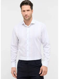 Blouse - modern fit - wit/blauw