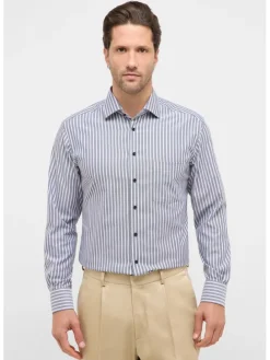 Blouse - modern fit - wit/grijs