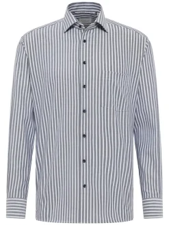 Blouse - modern fit - wit/grijs