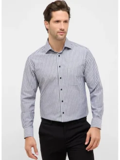 Blouse - modern fit - wit/grijs