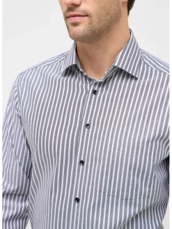 Blouse - modern fit - wit/grijs