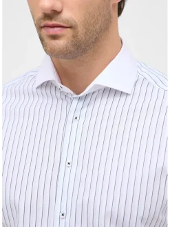 Blouse - modern fit - wit/lichtblauw