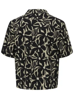 Blouse "Onsharvi" - relaxed fit - zwart/beige