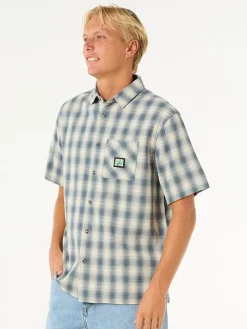 Blouse "Raw Energy" - regular fit - blauw/beige