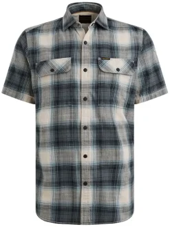 Blouse - regular fit - donkerblauw/crème