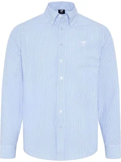 Blouse - regular fit - lichtblauw/wit