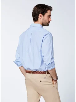 Blouse - regular fit - lichtblauw/wit