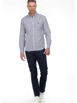 Blouse - regular fit - wit/blauw
