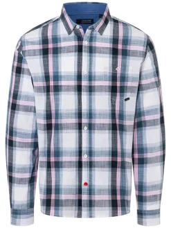 Blouse - regular fit - wit/donkerblauw