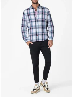 Blouse - regular fit - wit/donkerblauw