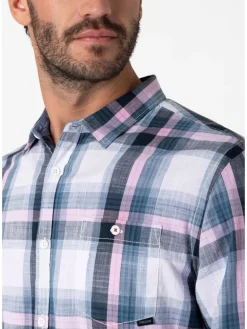 Blouse - regular fit - wit/donkerblauw