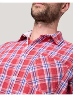 Blouse rood/blauw