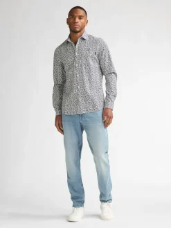 Blouse - slim fit - wit/donkerblauw