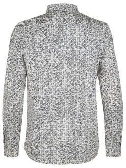 Blouse - slim fit - wit/donkerblauw