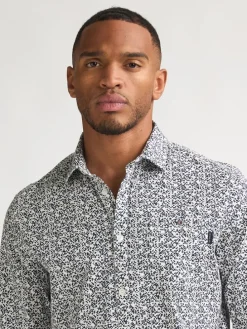 Blouse - slim fit - wit/donkerblauw