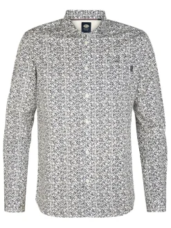 Blouse - slim fit - wit/donkerblauw