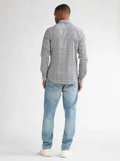 Blouse - slim fit - wit/donkerblauw